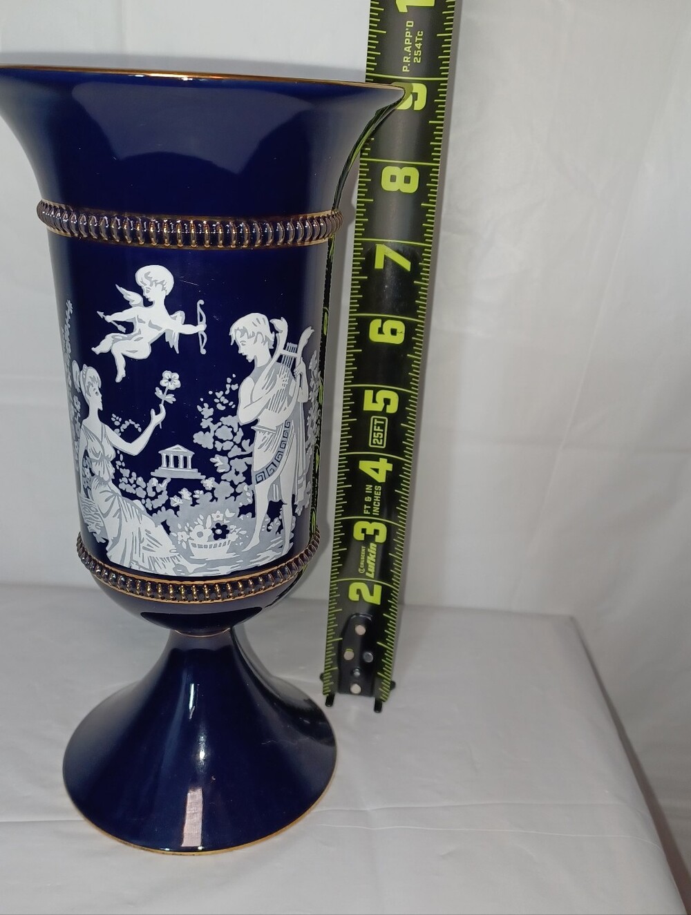 Vintage Hand Made Florentine Italy Blue Classical Vase with White Cameo Motif - Picture 15 of 16
